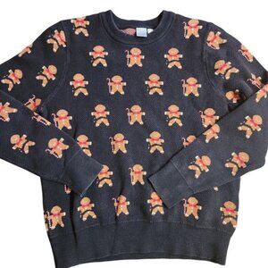 Twik Simons broken Gingerbread Man Organic Cotton Christmas Sweater Navy Small